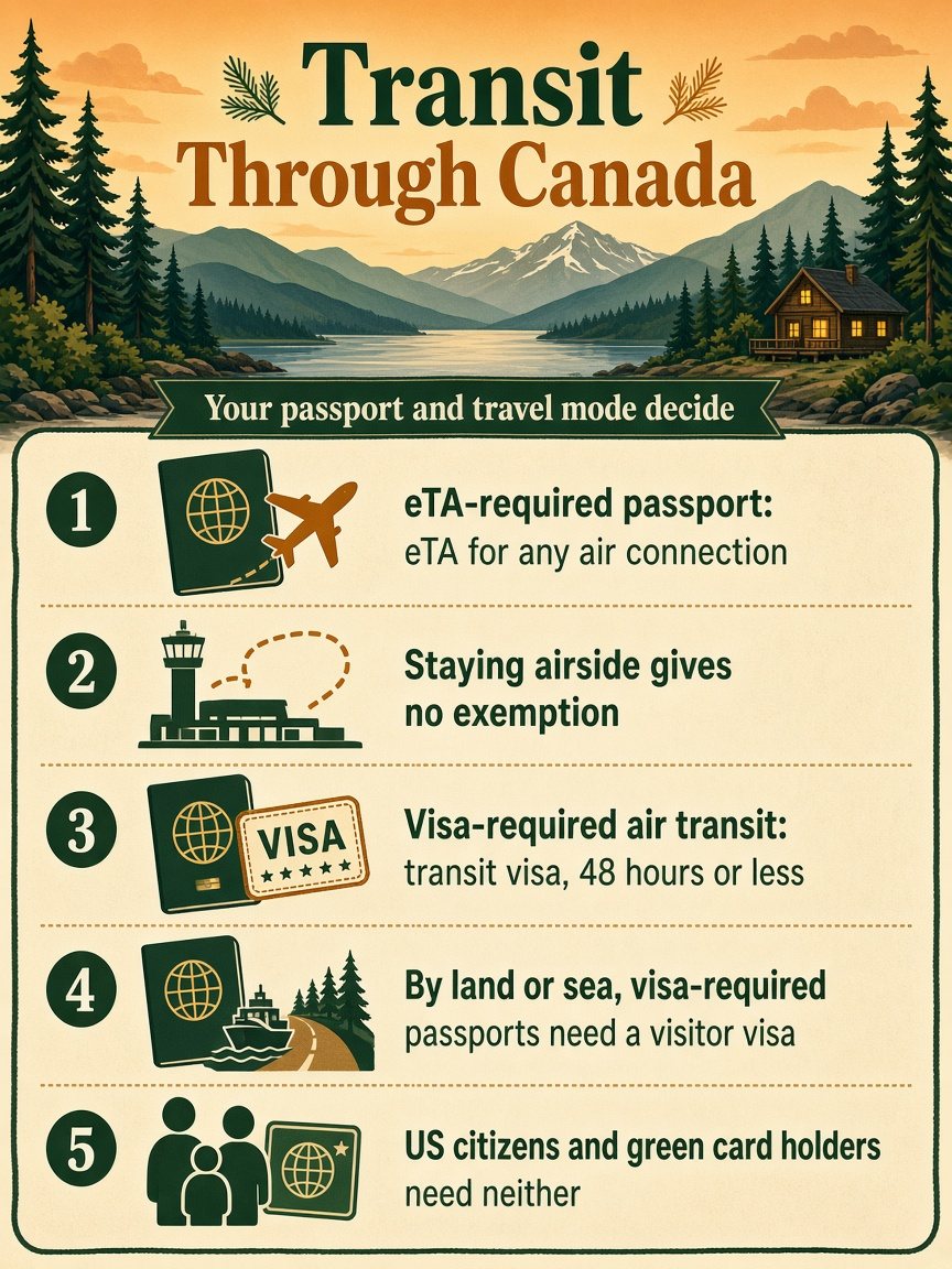Do I need an eTA to transit through Canada: infographic about the Canadian eTA for transiting passengers